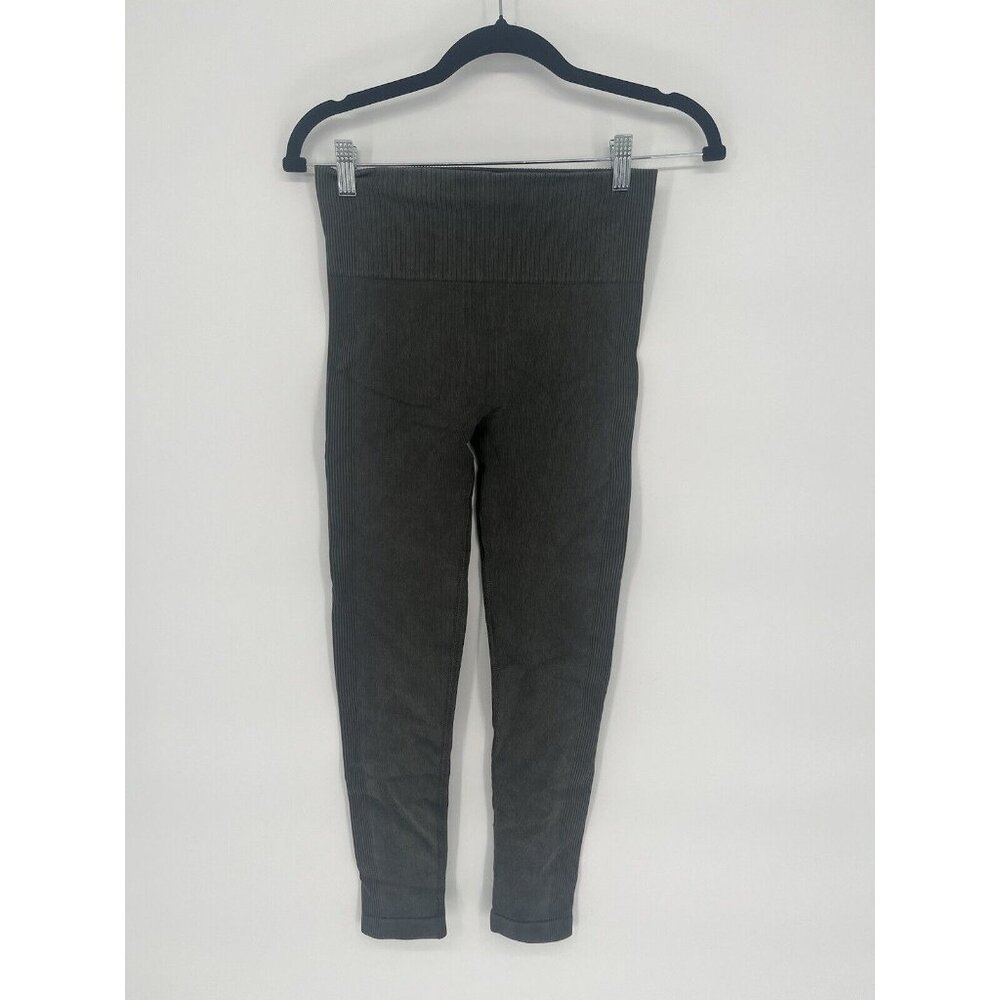 Spanx‎ Seamless Leggings with ribbing green gray Medium *See Description*